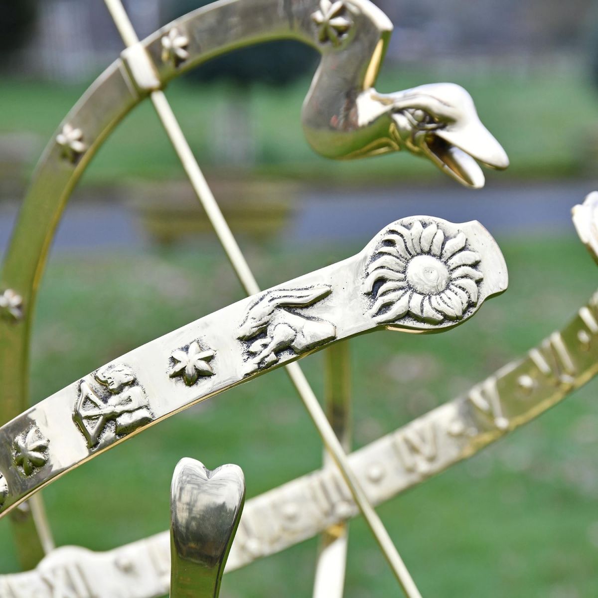 Close-up of the Polished Brass Detailing on the Serpent Armillary