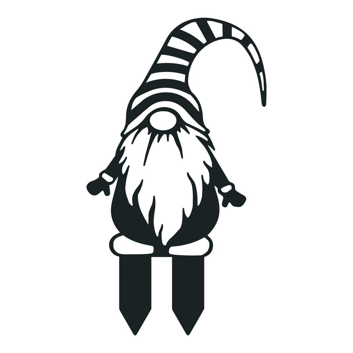 Gonk Gnome With Stripy Hat Silhouette in a Black Finish