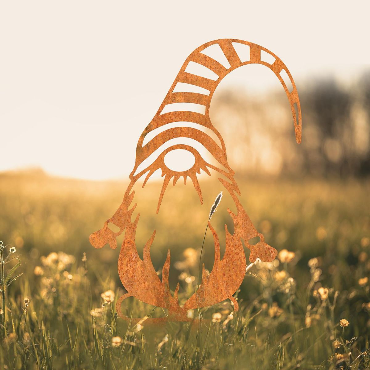 Gonk Gnome With Stripy Hat Silhouette in Use in a Field