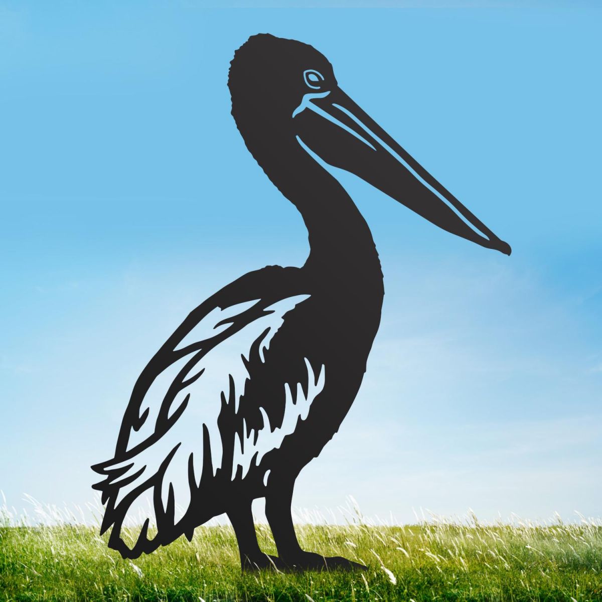 Standing Pelican Sheet Steel Silhouette in Black Finish