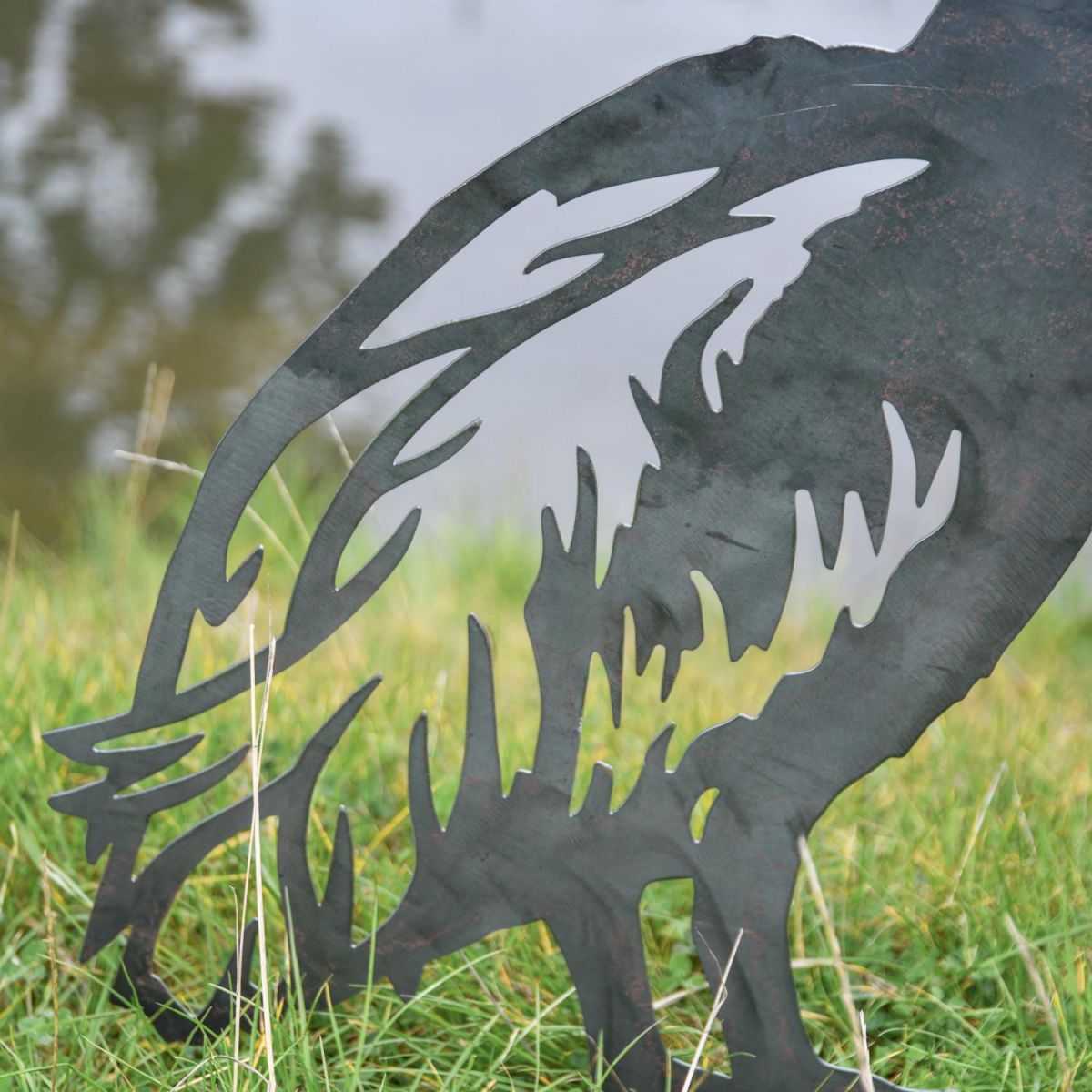 Close-Up of Cut-Out Detail on Unfinished Steel Silhouette