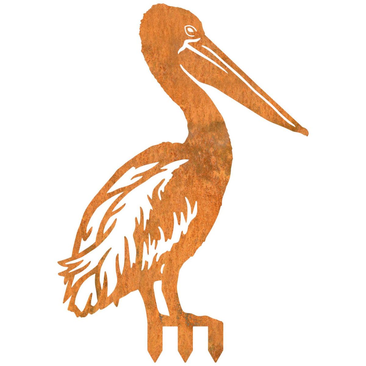 Standing Pelican Sheet Steel Silhouette in Rustic Finish with Spikes