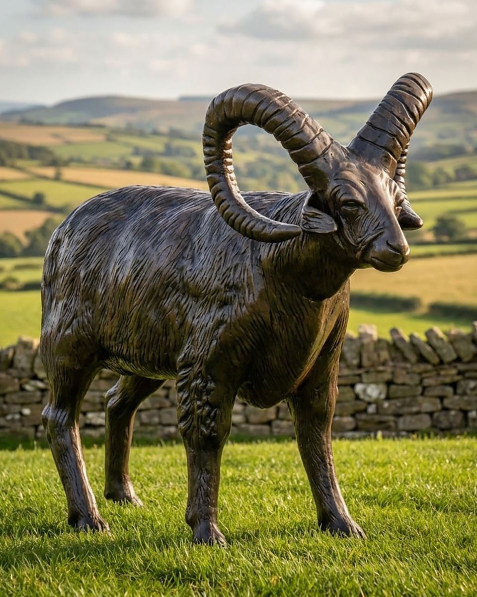 Standing Ram Sculpture Digital Illustration