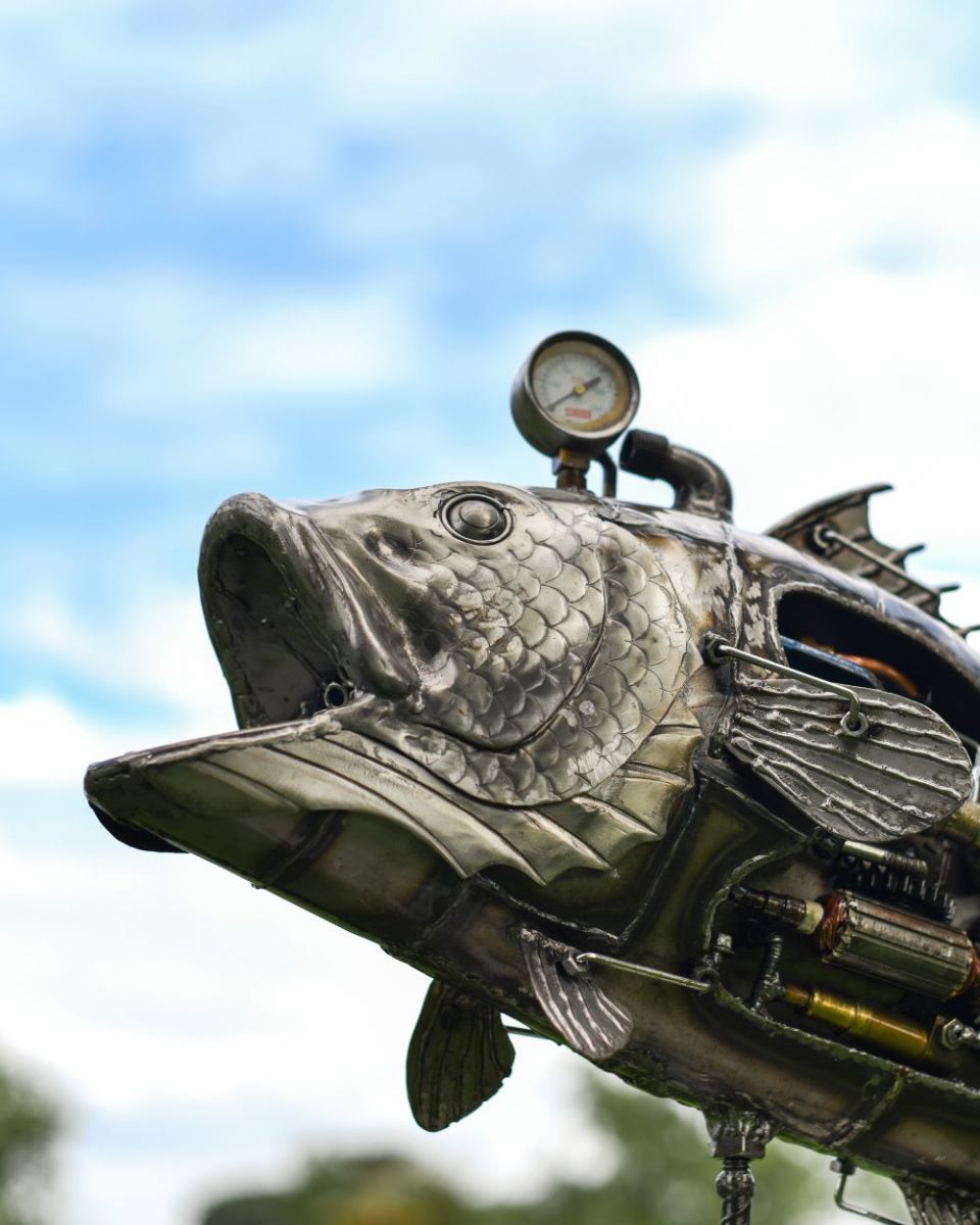 Close up of Recycled Metal Steampunk Fish head Close up of Recycled Metal Steampunk Fish head