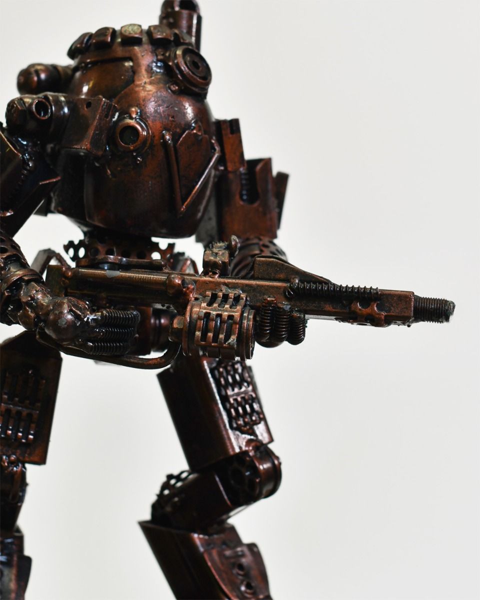 Close Up of Recycled Metal Parts "Titan" Ornament 