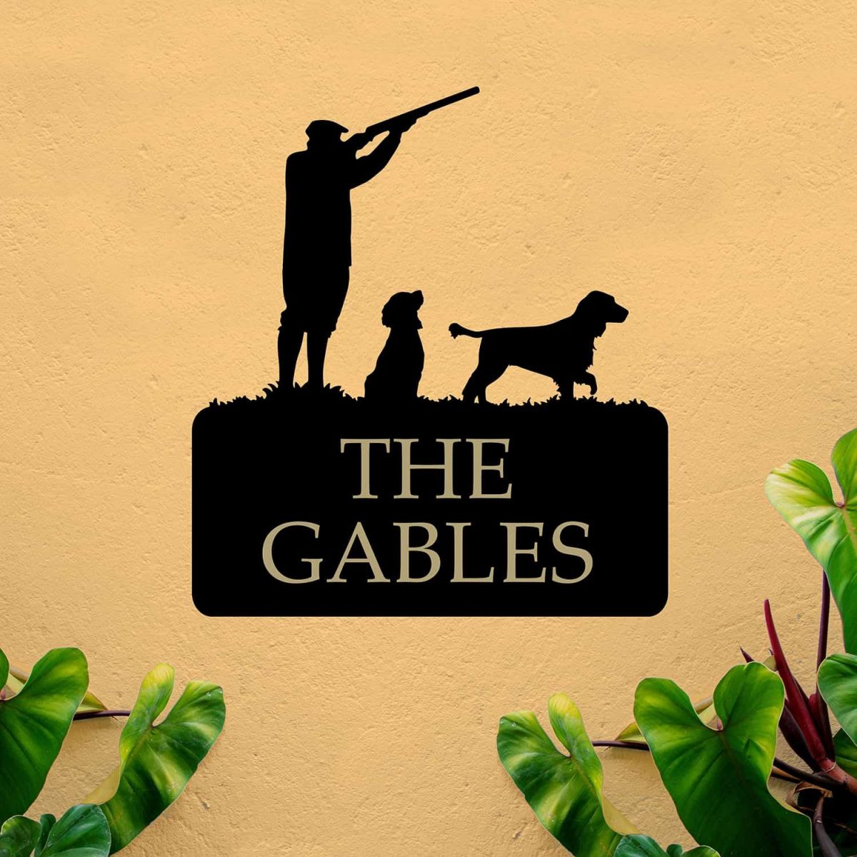 Steel House Name Sign with "Game Season" Cocker Spaniel Topper Steel House Name Sign with "Game Season" Cocker Spaniel Topper