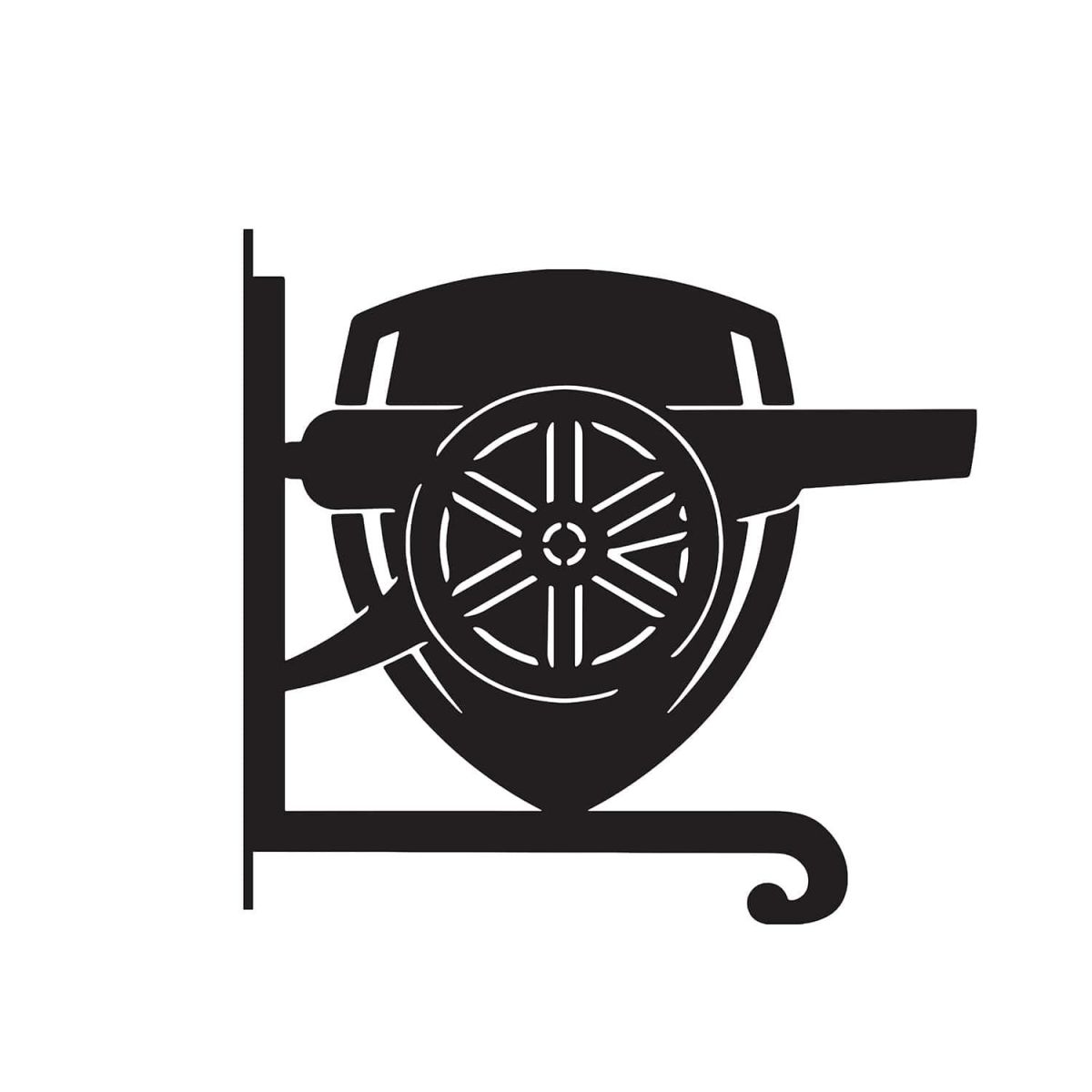 Close-Up of Steel "Gunners" Club Crest Hanging Basket Bracket