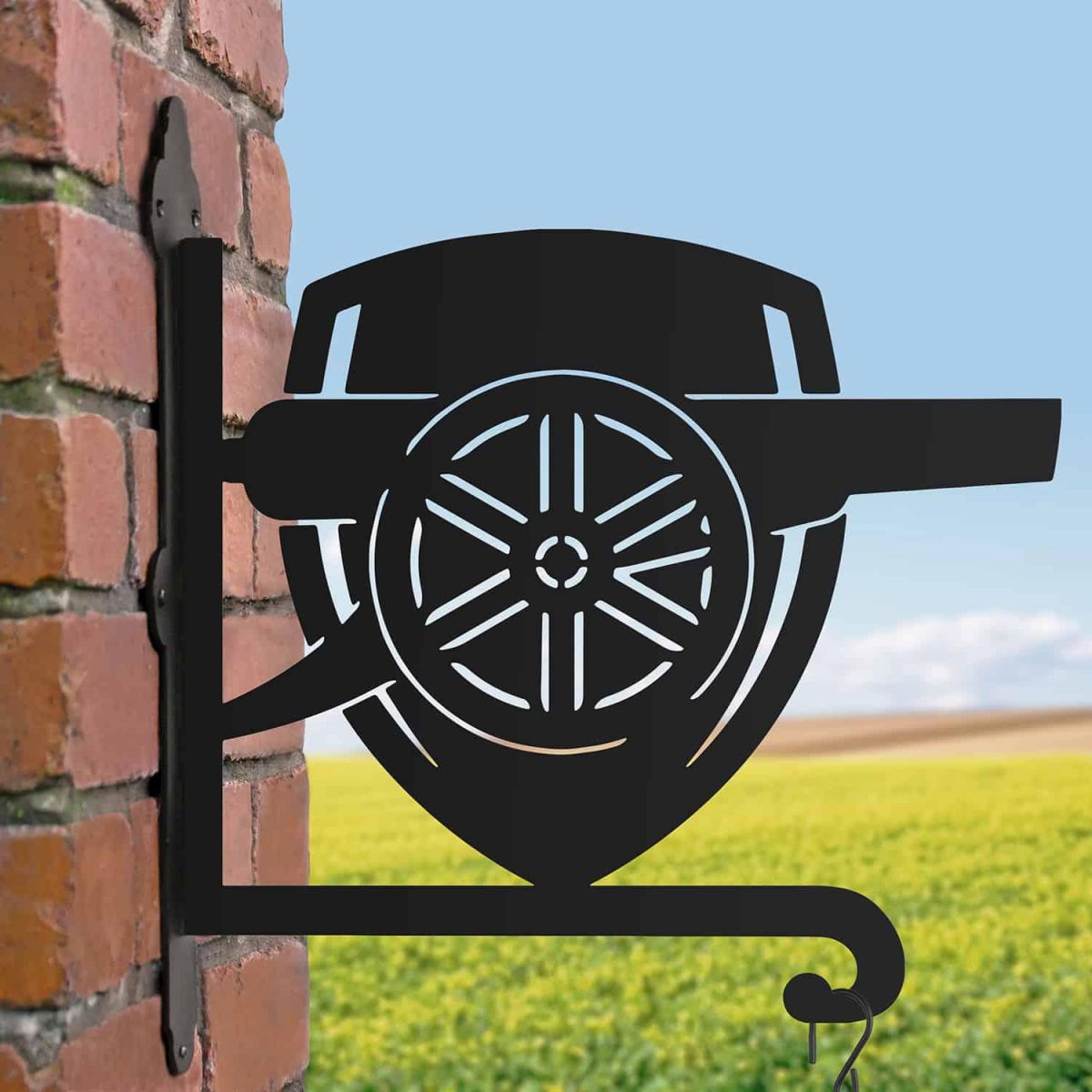 Steel Hanging Basket Bracket with "Gunners" Club Crest Topper