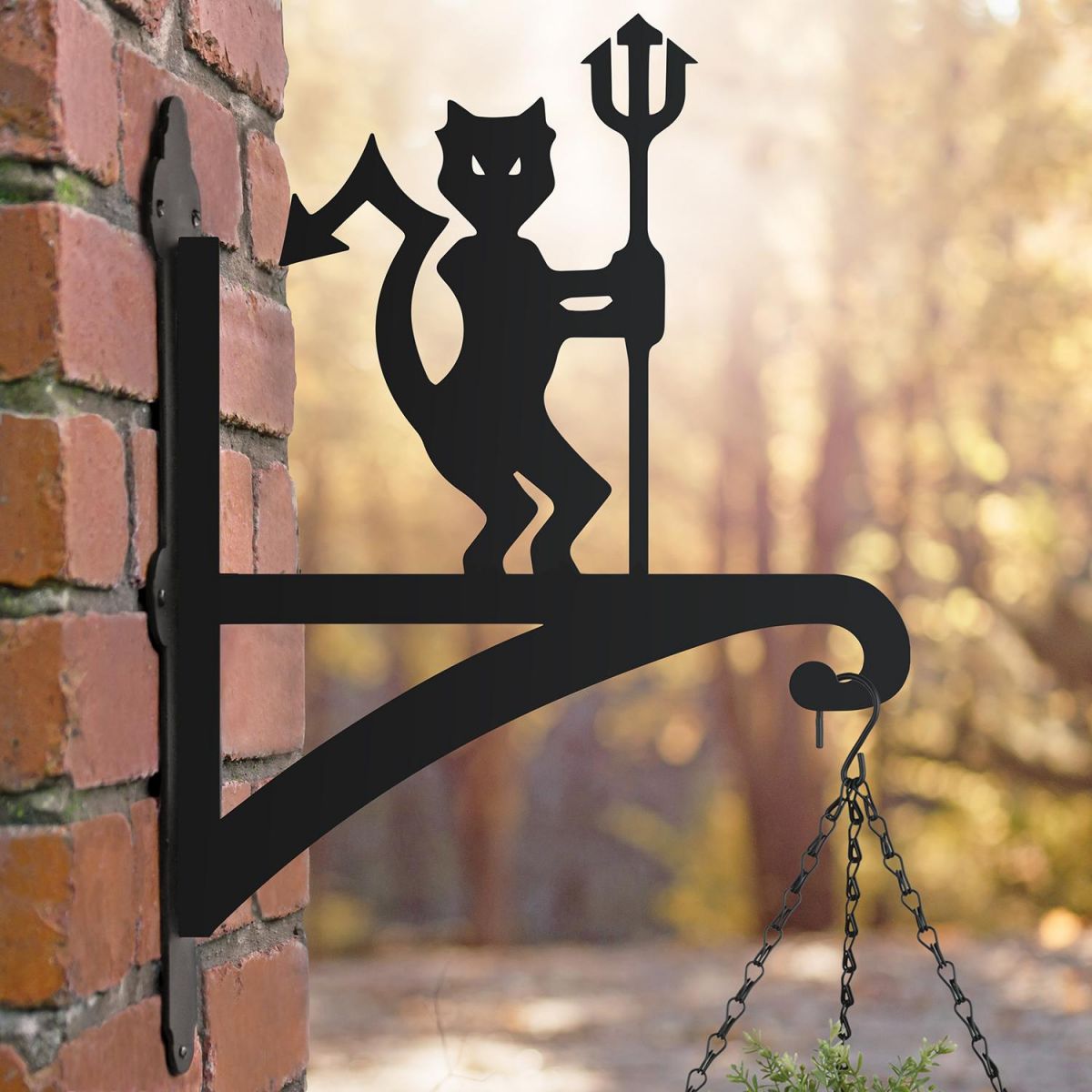 Steel Hanging Basket Bracket with "Red Devils" Motif Steel Hanging Basket Bracket with "Red Devils" Motif