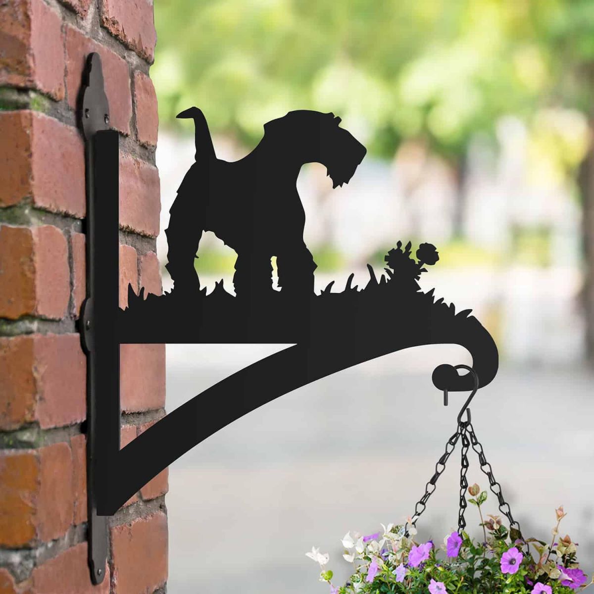 Steel Airedale Terrier Dog Hanging Basket Bracket Steel Airedale Terrier Dog Hanging Basket Bracket