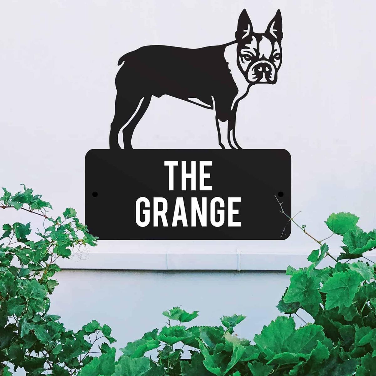 Steel Boston Terrier Dog House Name Sign