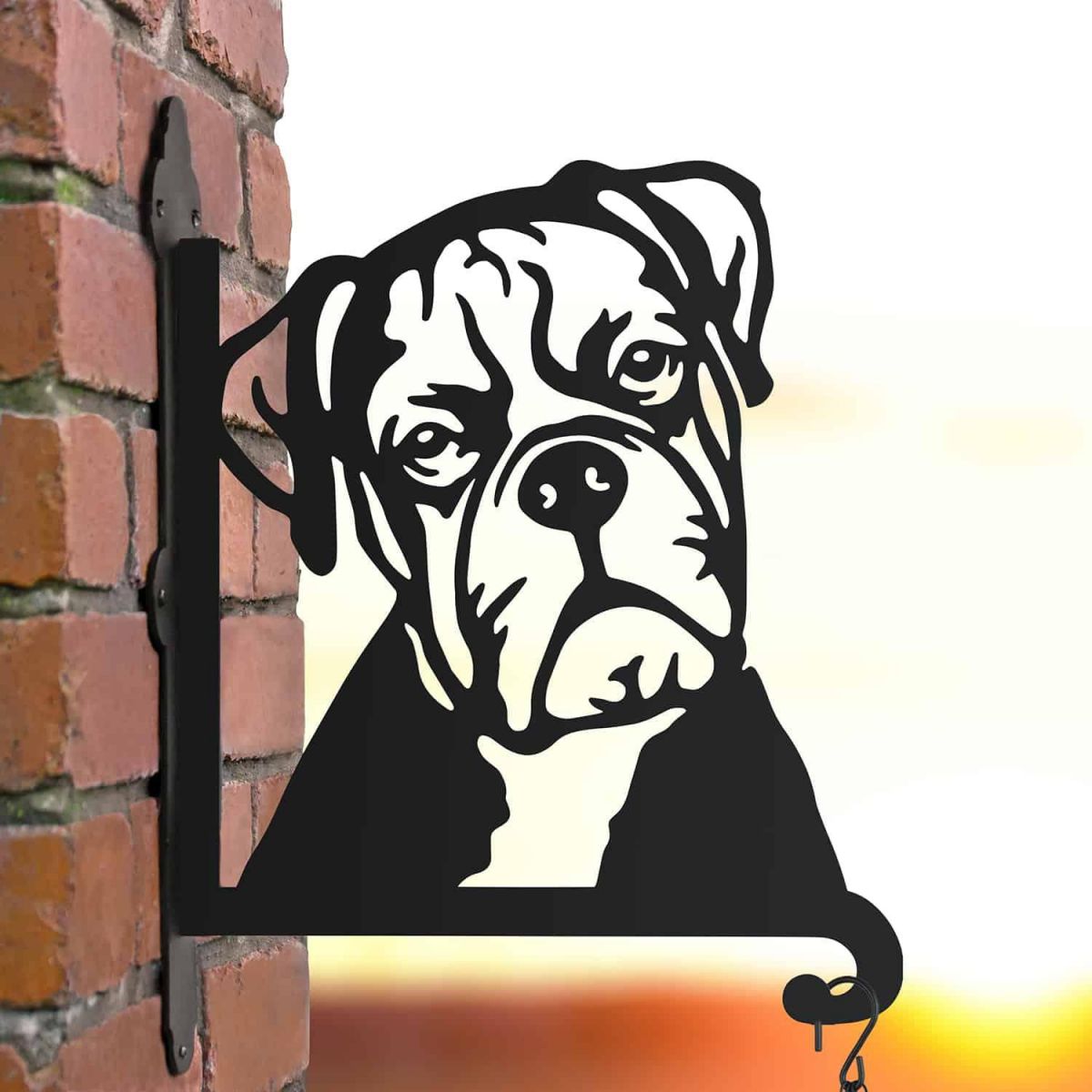 Steel Boxer Dog Head Hanging Basket Bracket