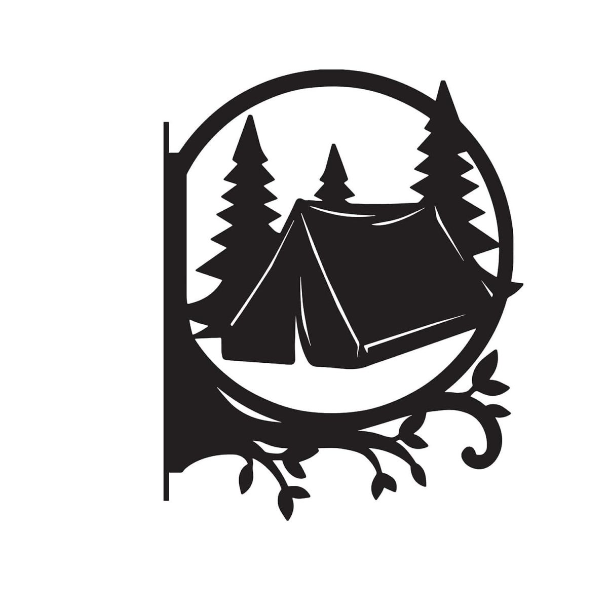 Close-Up of Steel Camping in Wilderness Hanging Basket Bracket