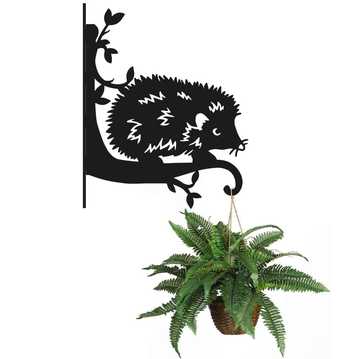 Steel Cartoon Baby Hedgehog Hanging Basket Bracket with Planter