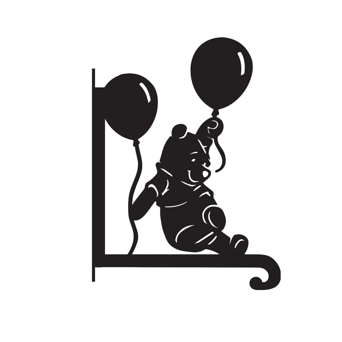 Close-Up of Steel Cartoon Bear with Balloon Hanging Basket Bracket