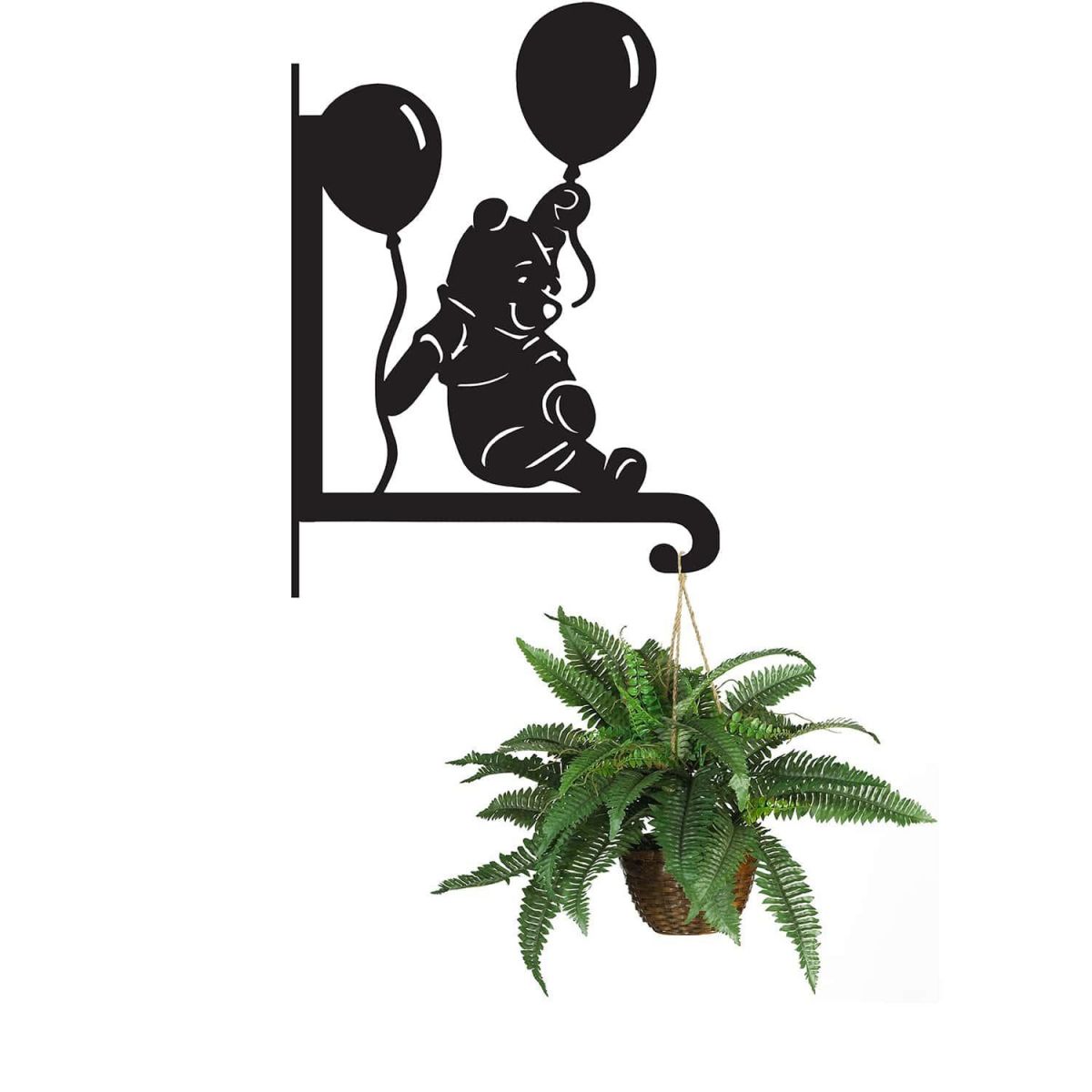 Steel Cartoon Bear with Balloon Hanging Basket Bracket with Planter