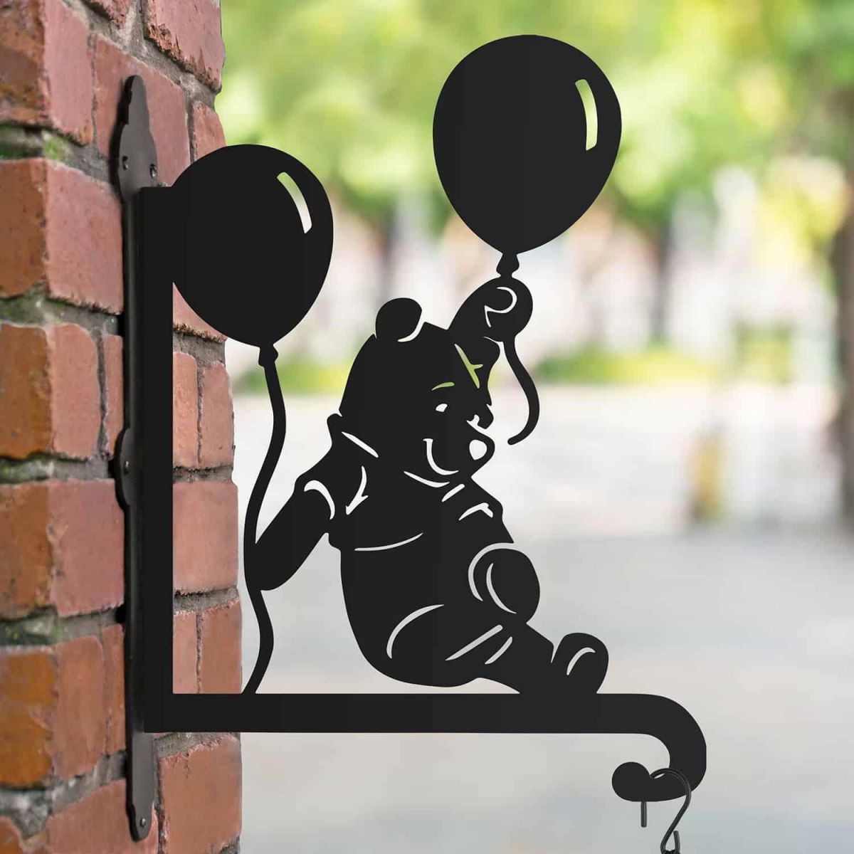 Steel Cartoon Bear with Balloon Hanging Basket Bracket