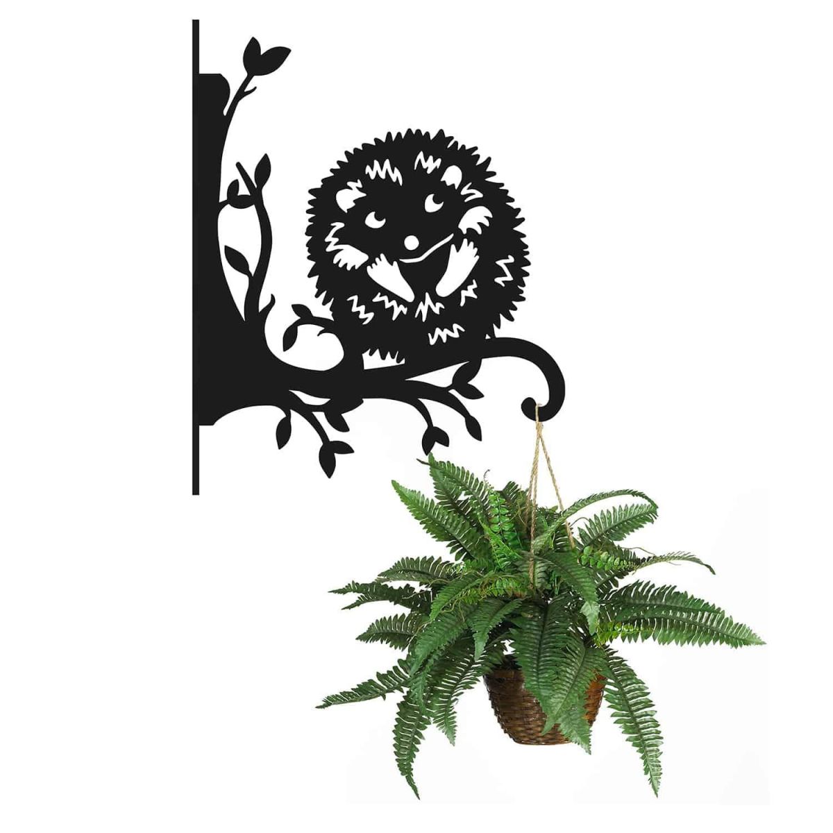Steel Cartoon Playful Hedgehog Hanging Basket Bracket with Planter