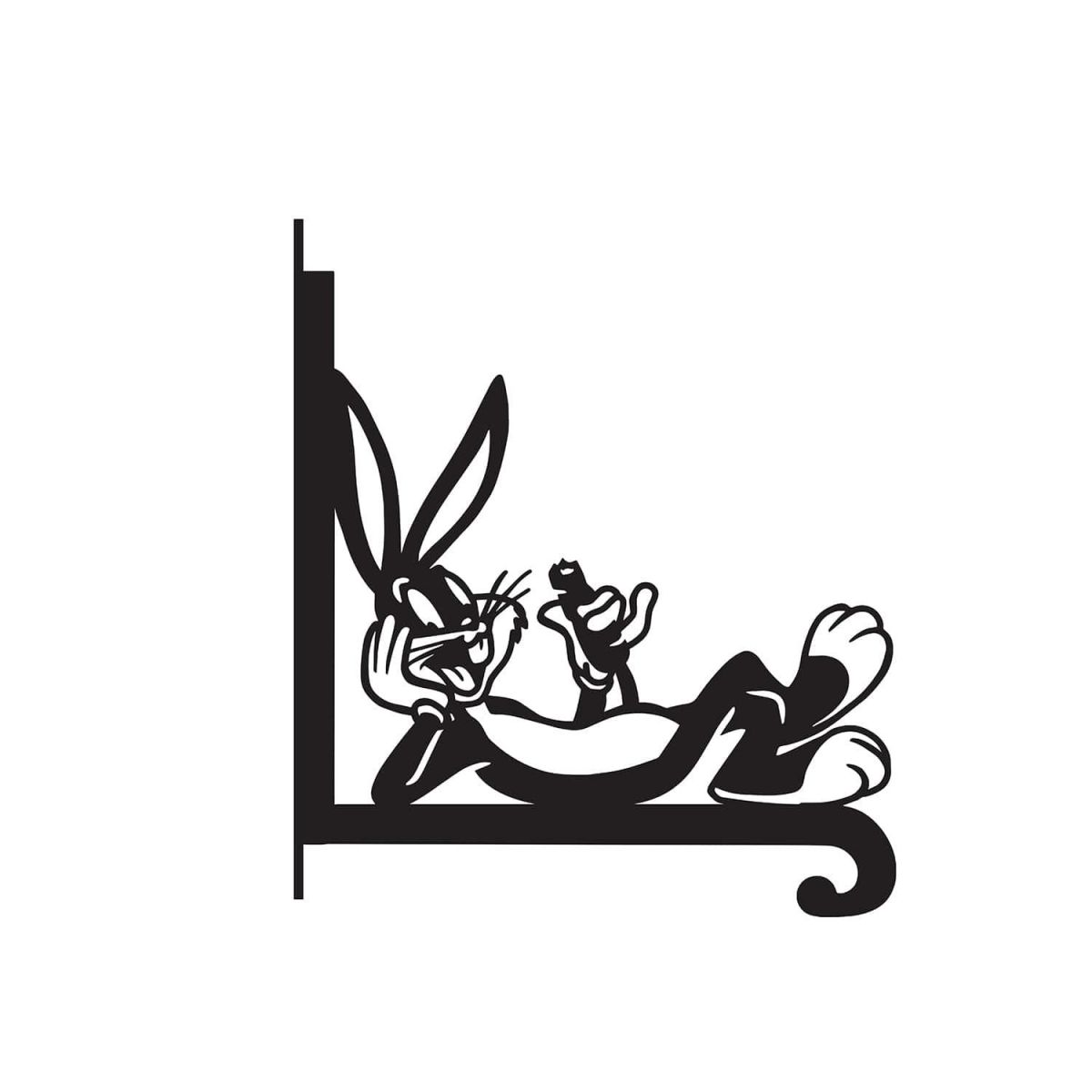 Close-Up of Steel Cartoon Rabbit with Carrot Hanging Basket Bracket