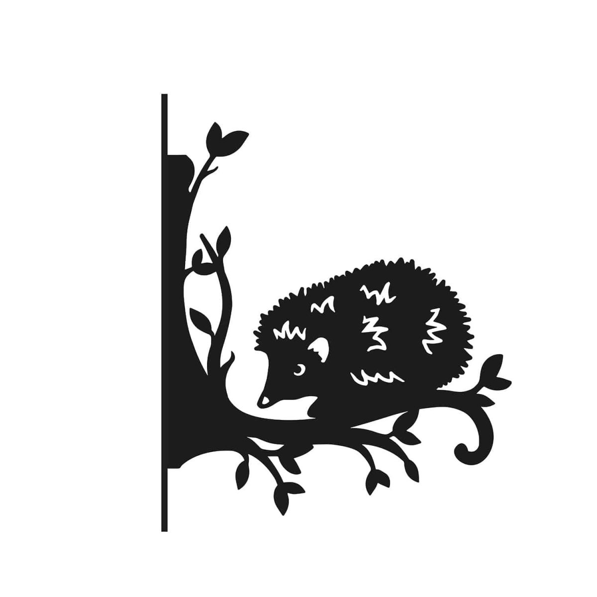 Steel Cartoon Shy Hedgehog Hanging Basket Bracket on White Background