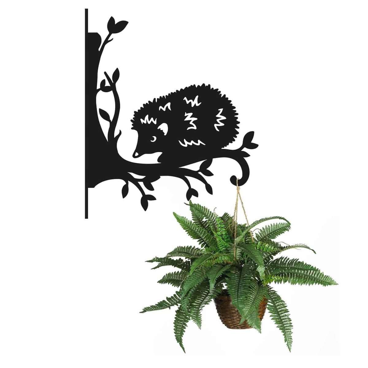 Steel Cartoon Shy Hedgehog Hanging Basket Bracket with Planter