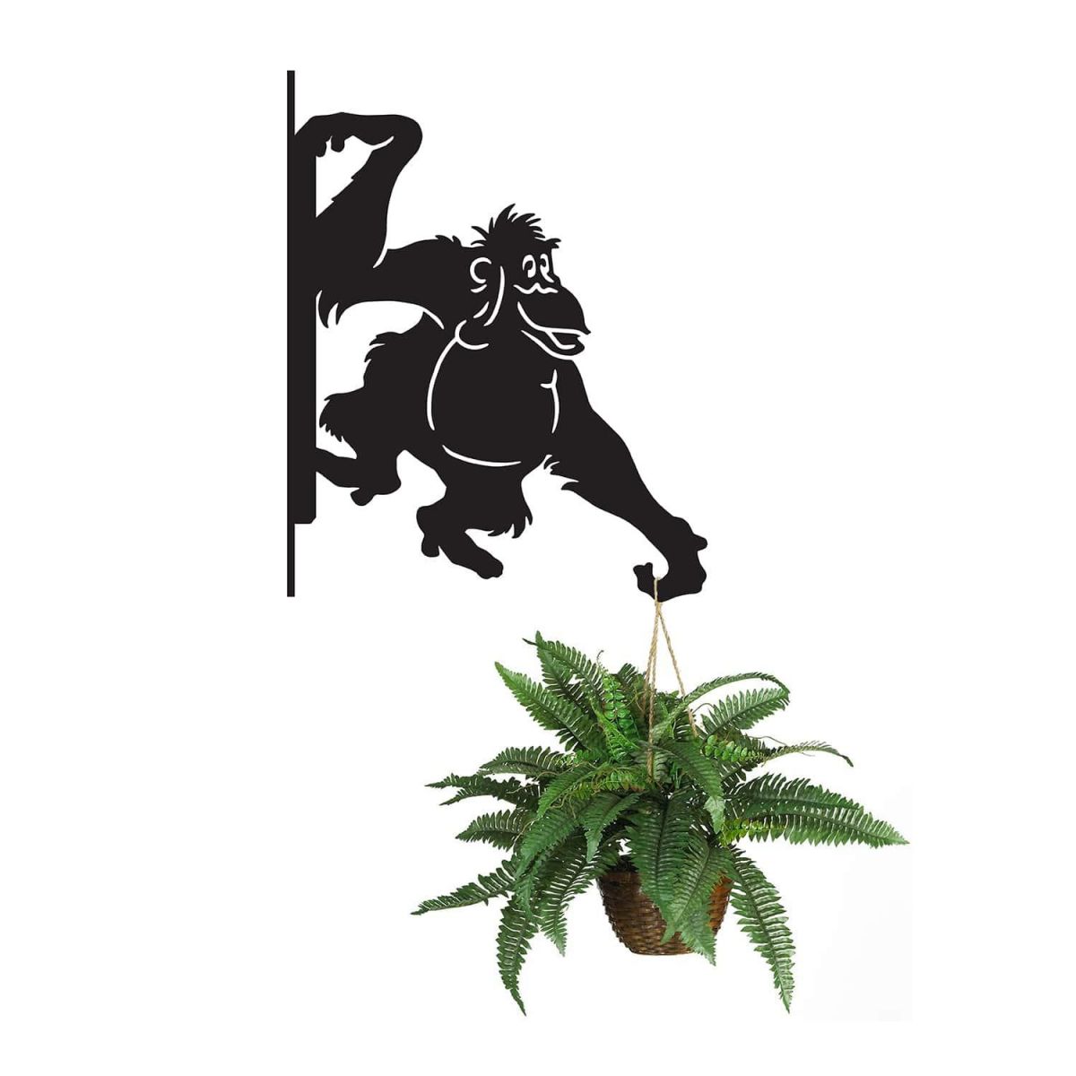 Steel Cartoon Swinging Orangutan Hanging Basket Bracket with Planter