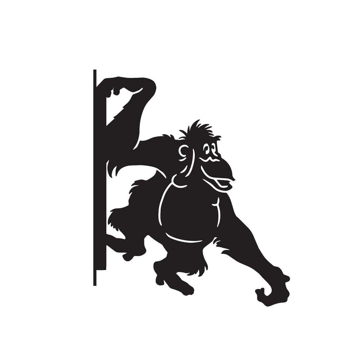 Close-Up of Steel Cartoon Swinging Orangutan Hanging Basket Bracket