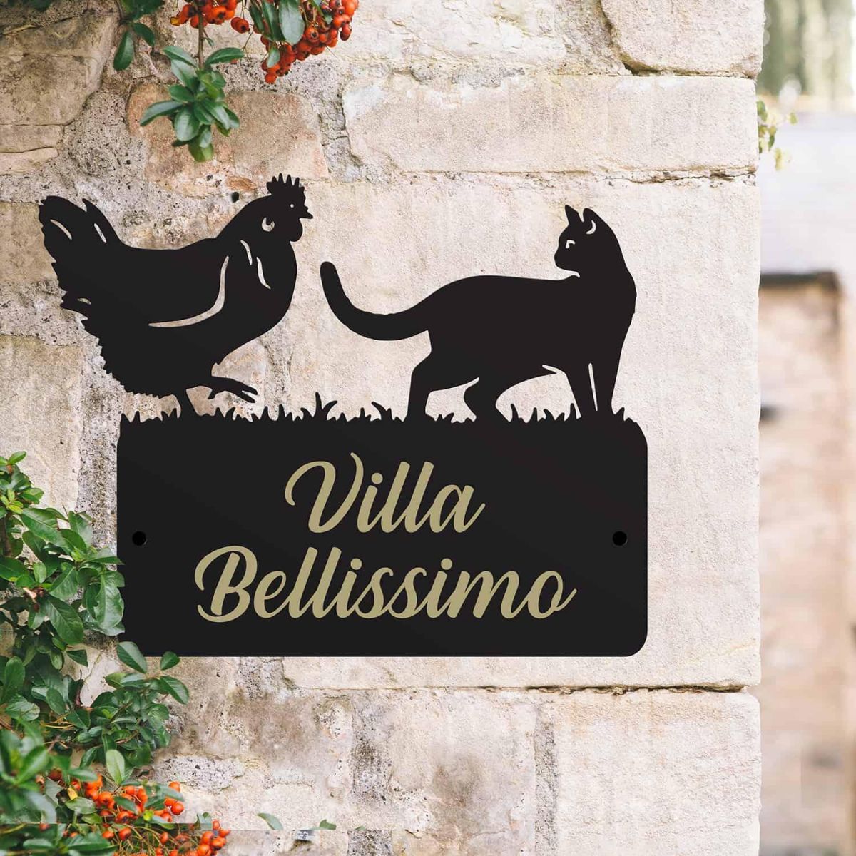 Steel Cat & Chicken House Name Sign