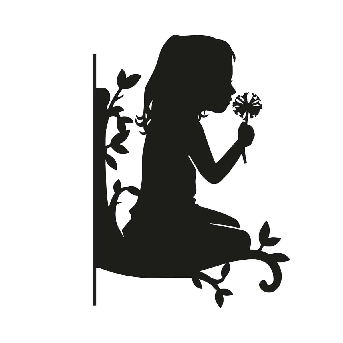 Close-Up of Steel Child Silhouette Hanging Basket Bracket