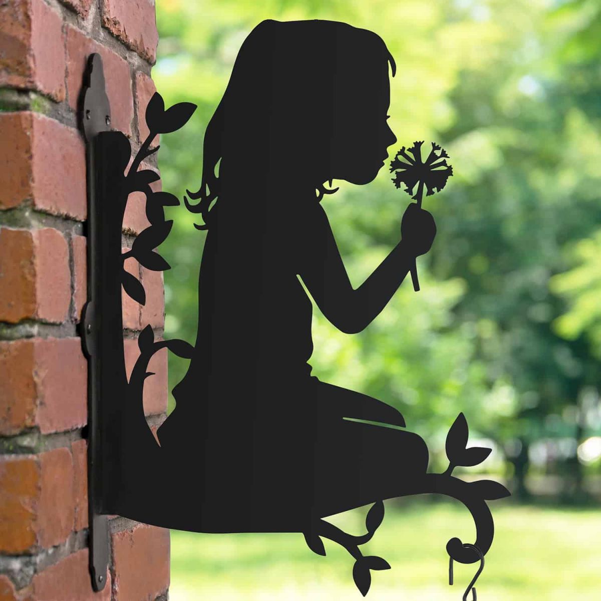 Steel Hanging Basket Bracket with Child Silhouette Motif