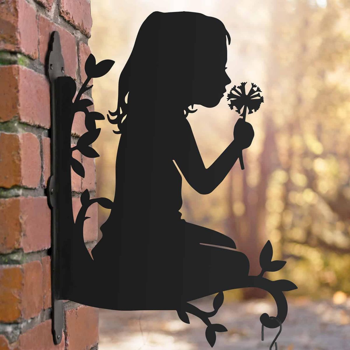 Steel Child Silhouette Hanging Basket Bracket in Situ