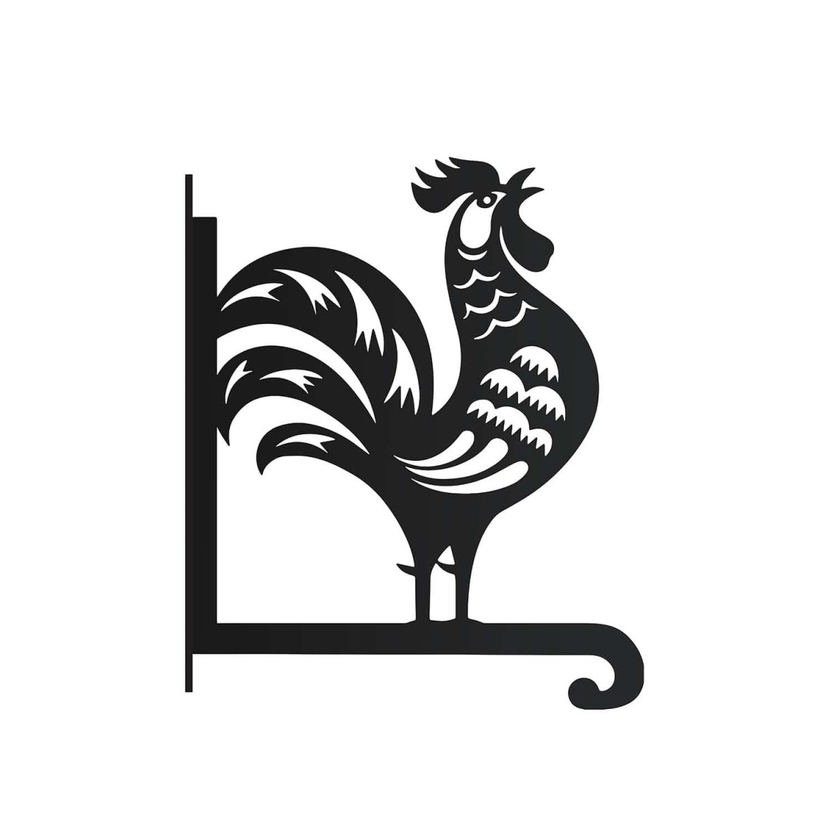 Close-Up of Steel Chinese Rooster Hanging Basket Bracket Close-Up of Steel Chinese Rooster Hanging Basket Bracket