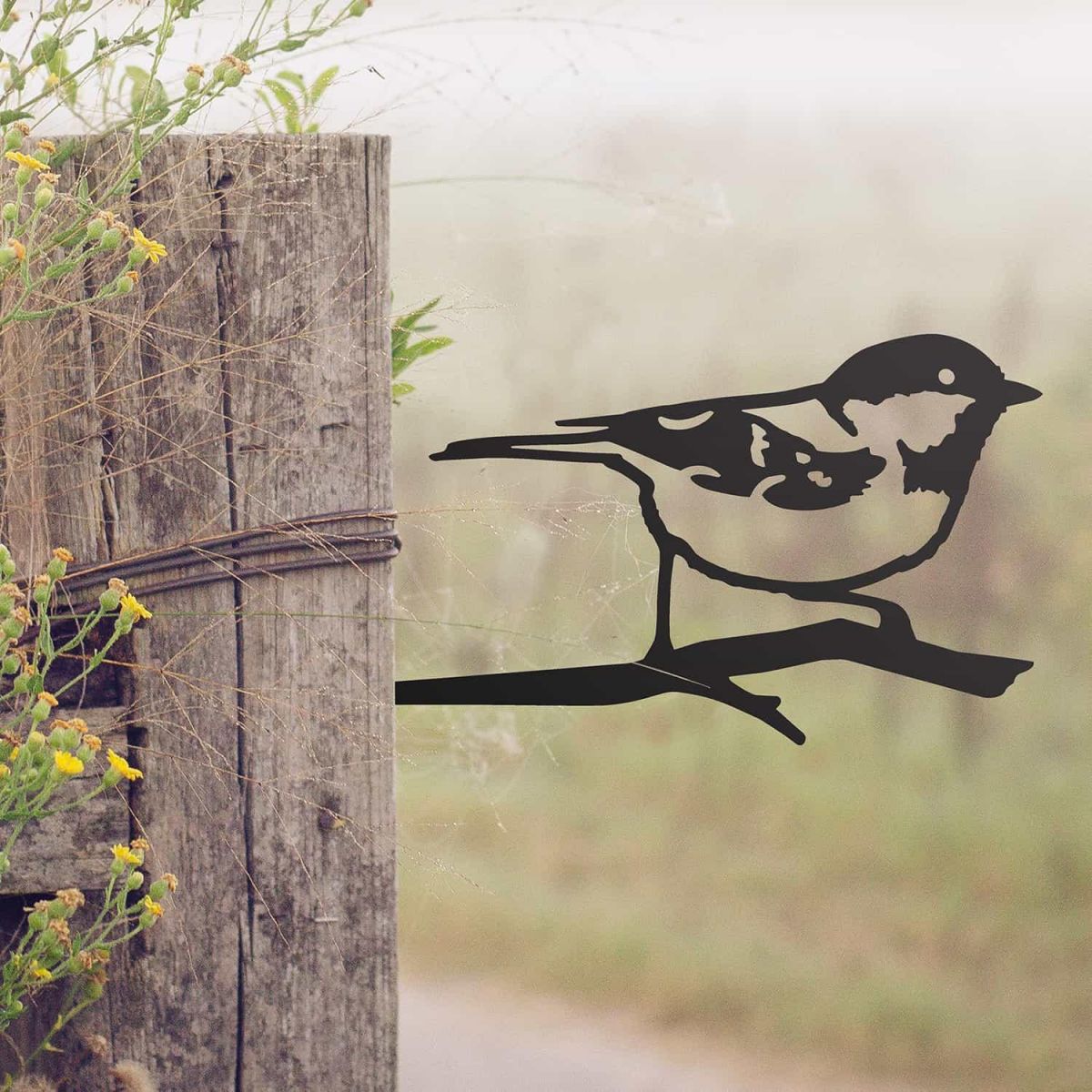 Black Steel Tree Spike with Coal Tit Motif