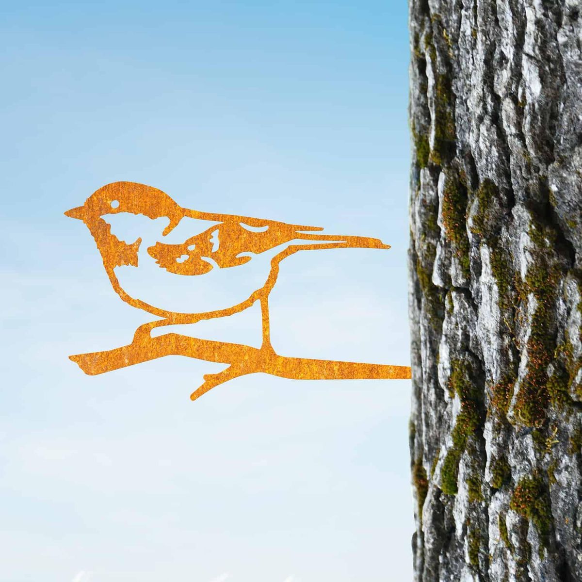 Rustic Steel Tree Spike with Coal Tit Design