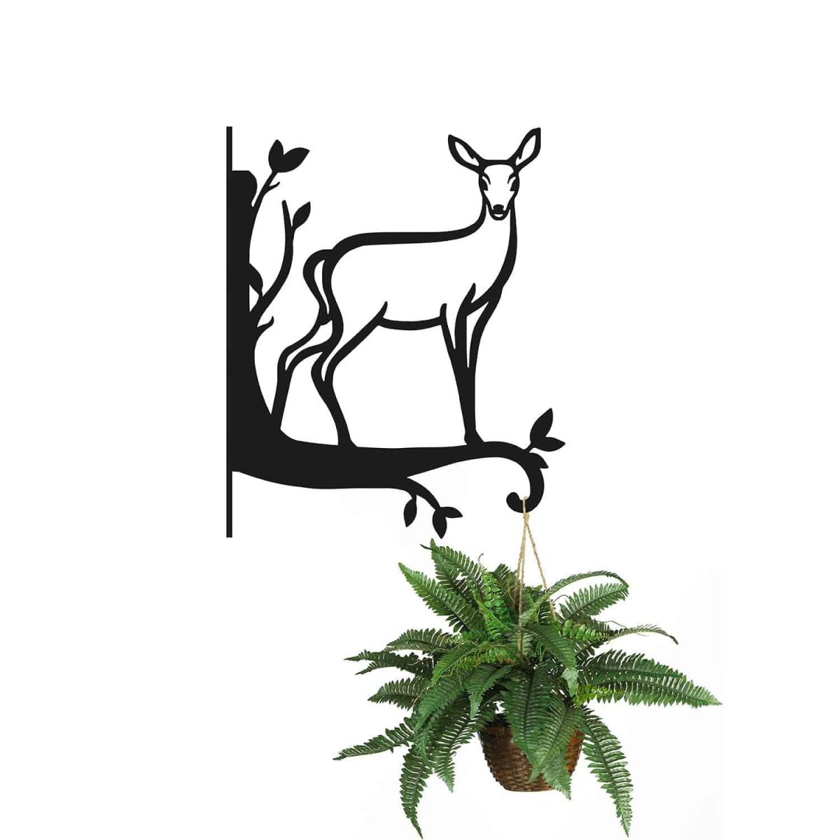 Steel Contemporary Doe Hanging Basket Bracket with Planter