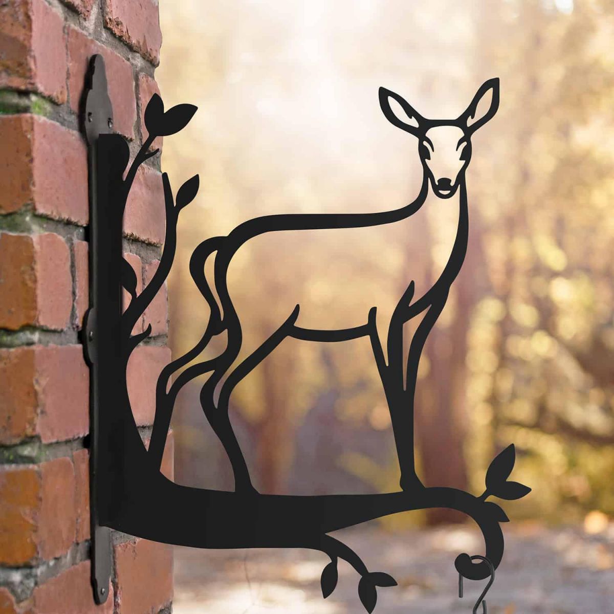 Steel Hanging Basket Bracket with Contemporary Doe Motif