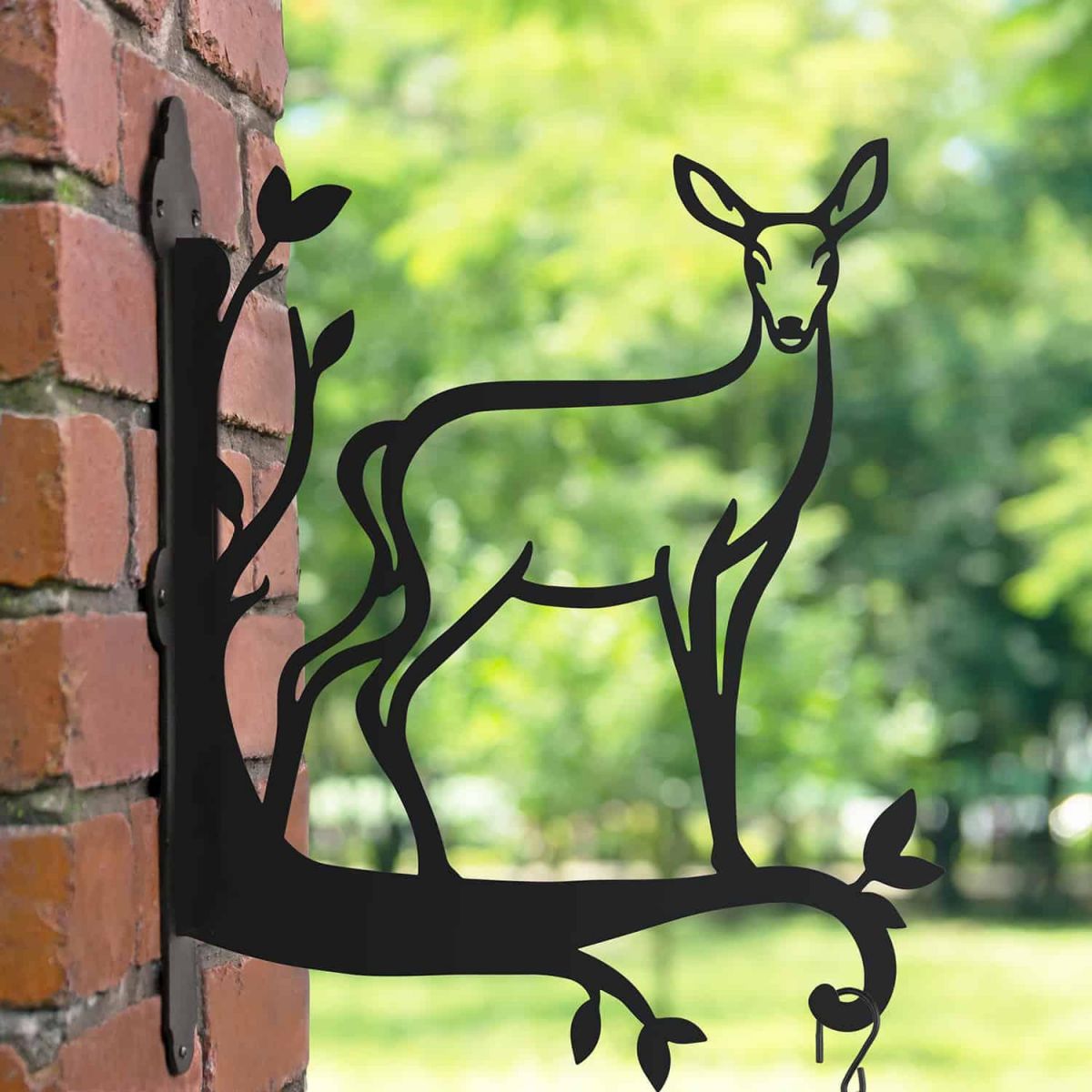 Steel Hanging Basket Bracket with Contemporary Doe Topper