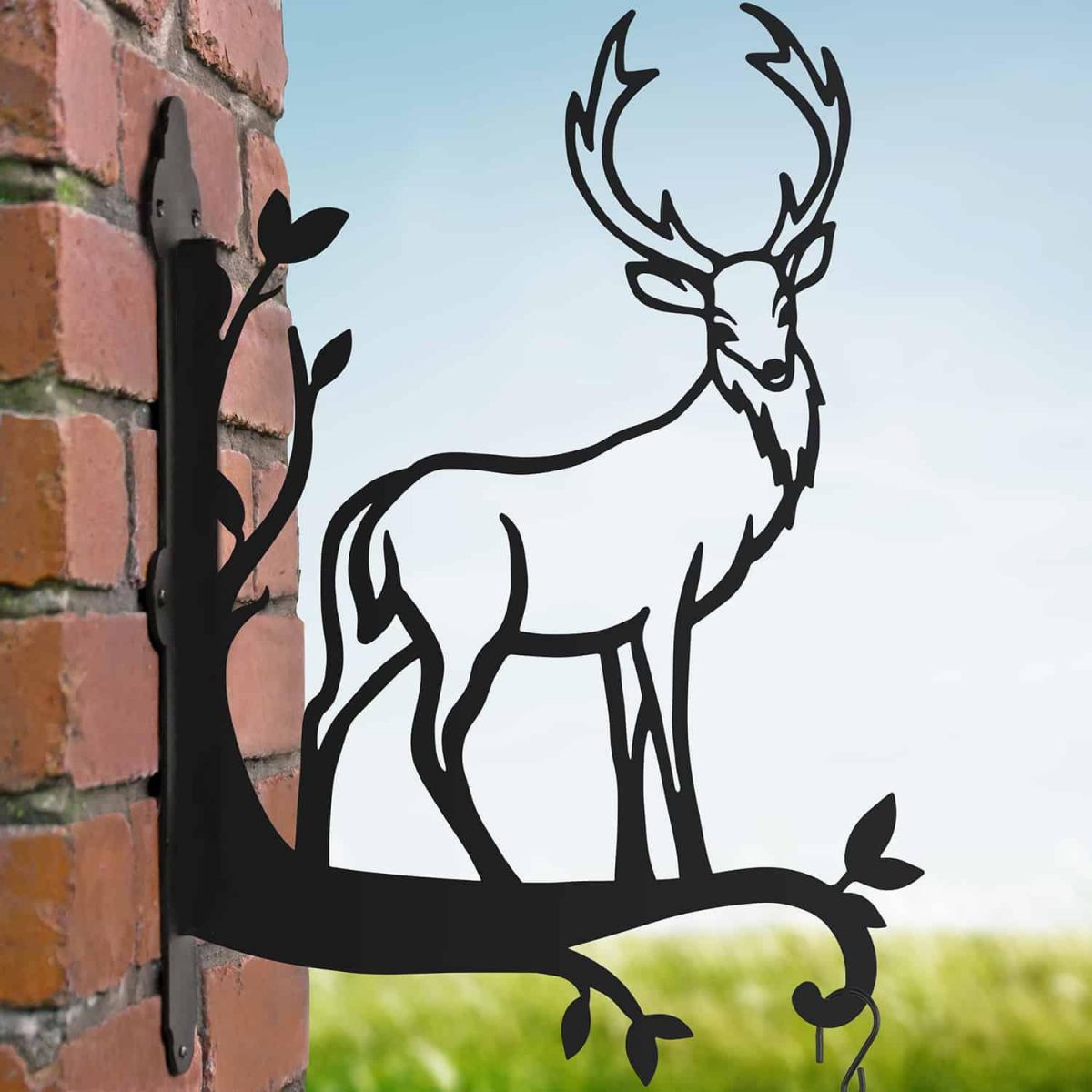 Steel Contemporary Stag Hanging Basket Bracket Steel Contemporary Stag Hanging Basket Bracket