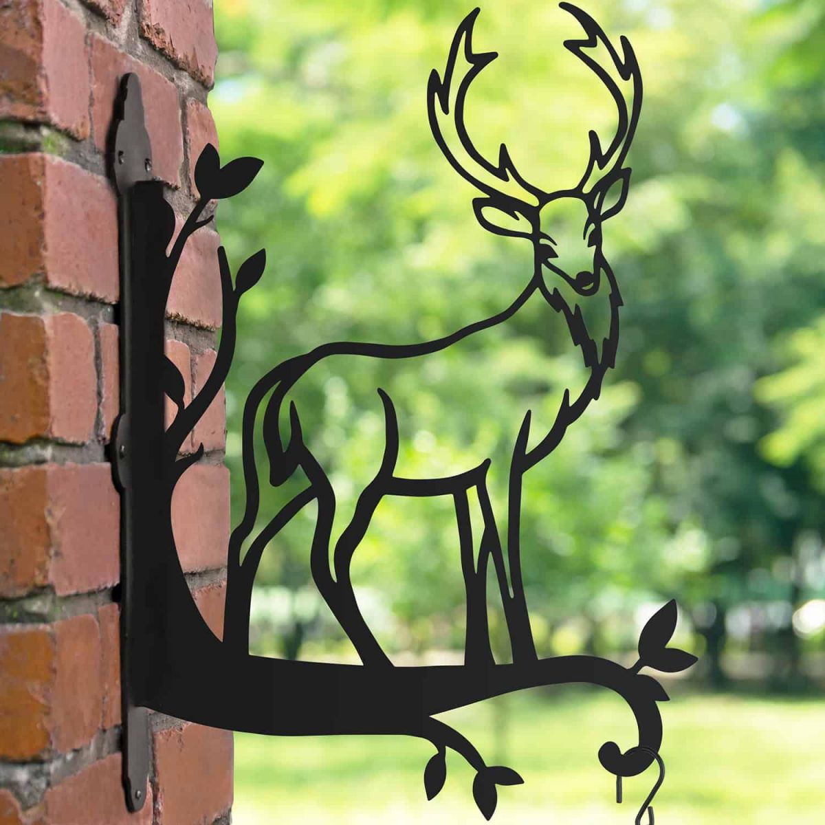 Steel Hanging Basket Bracket with Contemporary Stag Topper Steel Hanging Basket Bracket with Contemporary Stag Topper