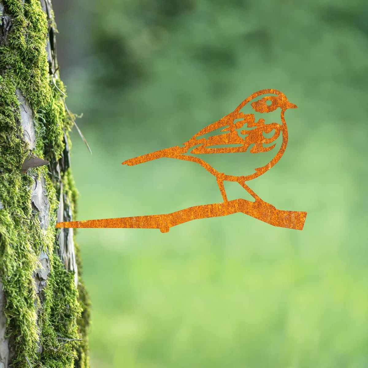 Steel Dunnock Tree Spike - Rustic in Situ
