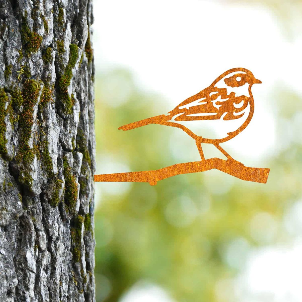 Rustic Steel Tree Spike with Dunnock Design