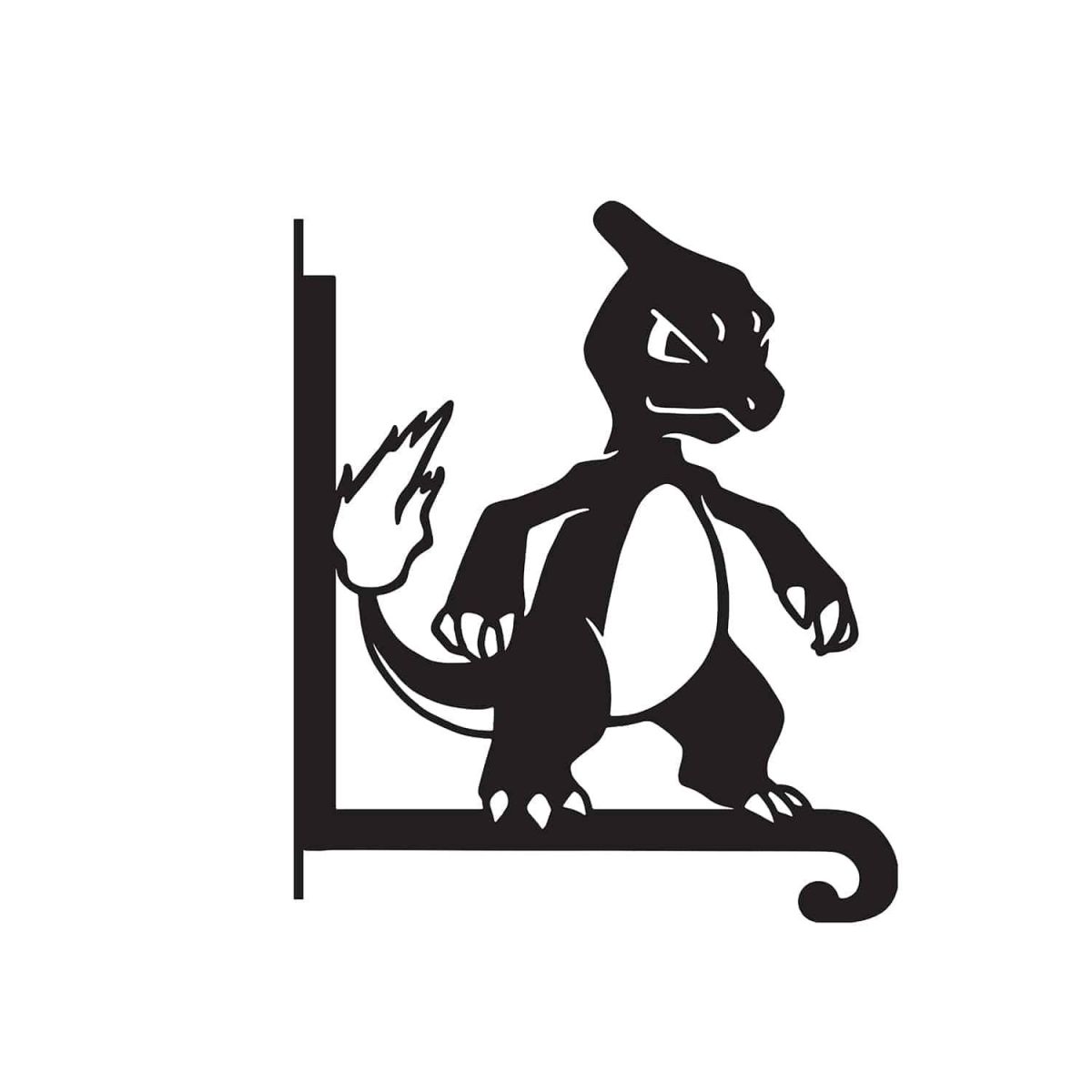 Steel First Evolution Fire Lizard Character Hanging Basket Bracket on White Background