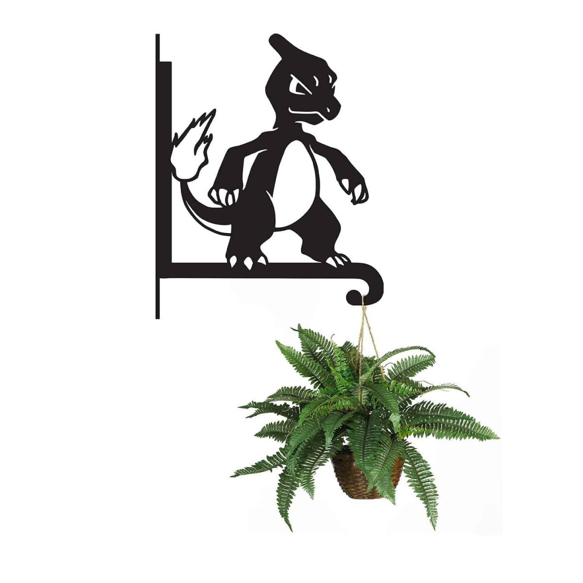Steel First Evolution Fire Lizard Character Hanging Basket Bracket with Planter