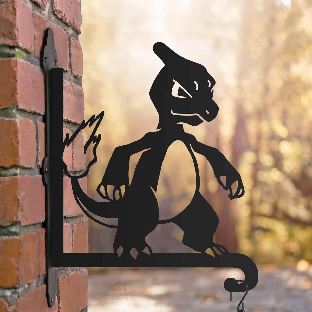 Steel Hanging Basket Bracket with First Evolution Fire Lizard Character Motif