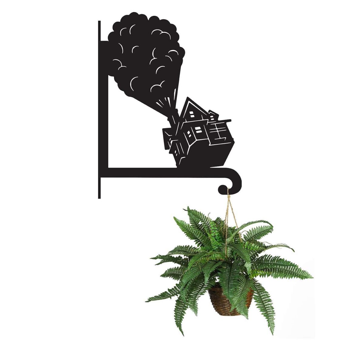 Steel Flying House with Balloons Hanging Basket Bracket with Planter Steel Flying House with Balloons Hanging Basket Bracket with Planter