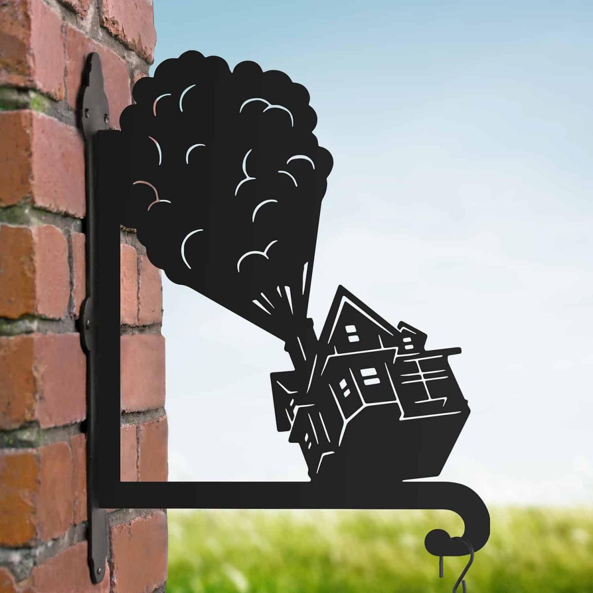 Steel Flying House with Balloons Hanging Basket Bracket in Situ Steel Flying House with Balloons Hanging Basket Bracket in Situ