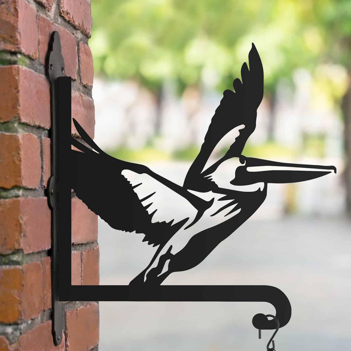 Steel Flying Pelican Hanging Basket Bracket in Situ