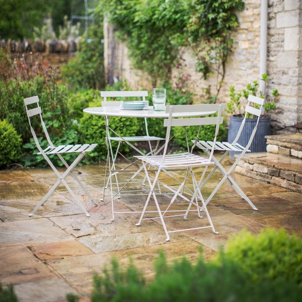 Steel Folding Bistro Set in Situ Being Used in the Garden