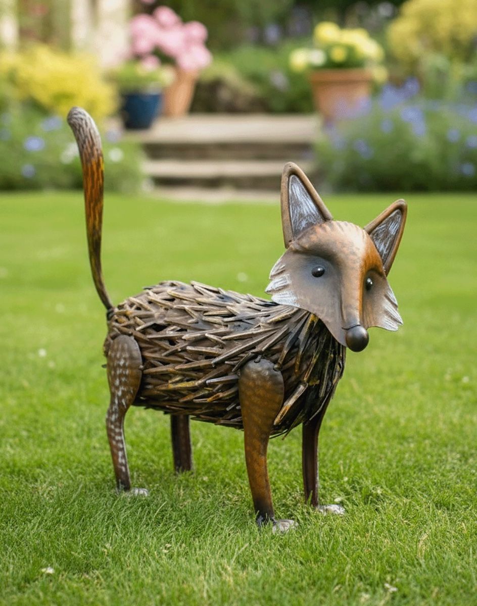 Steel Fox Garden Sculpture Digital Illustration