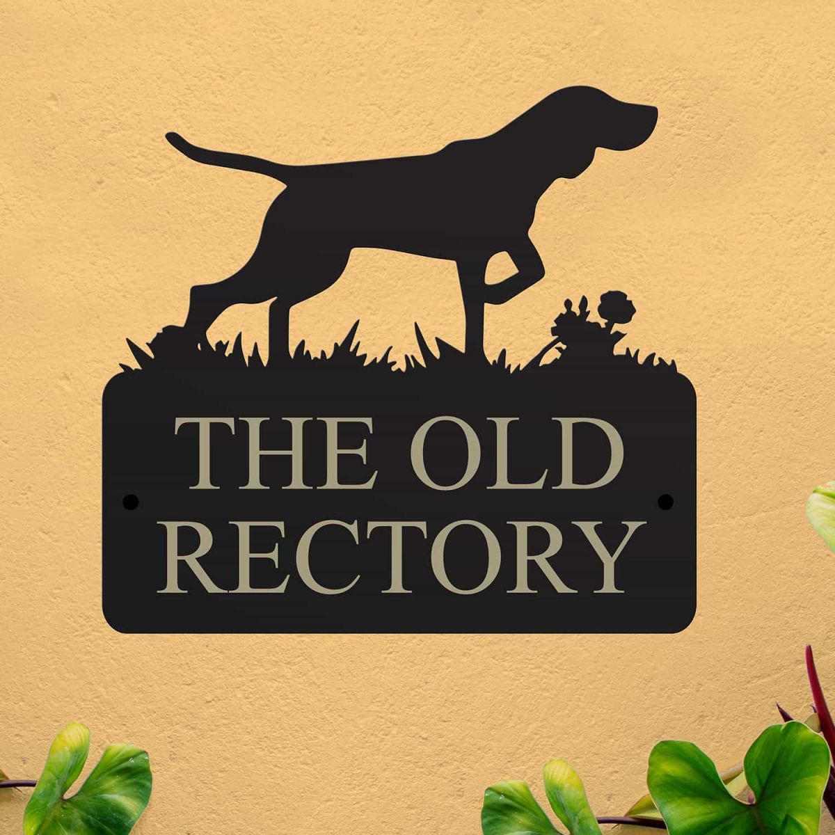 Steel House Name Sign with German Shorthaired Pointer Dog Design